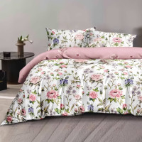 Ložní povlečení z mikrovlákna FLOWER DREAM - 160x200 cm - bílé/růžové