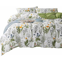 Ložní povlečení z mikrovlákna NATURAL MEADOW - 160x200 cm - bílé/světle zelené