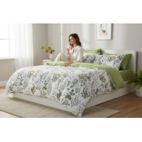 Ložní povlečení z mikrovlákna NATURAL MEADOW - 160x200 cm - bílé/světle zelené