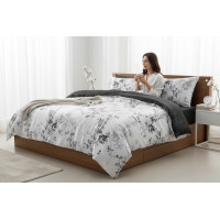 Ložní povlečení z mikrovlákna SATIN DREAM - 160x200 cm - bílé/šedé