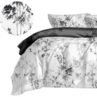 Ložní povlečení z mikrovlákna SATIN DREAM - 160x200 cm - bílé/šedé