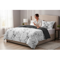 Ložní povlečení z mikrovlákna SATIN DREAM - 160x200 cm - bílé/šedé