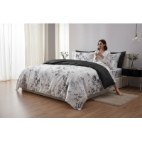 Ložní povlečení z mikrovlákna SATIN DREAM - 160x200 cm - bílé/šedé