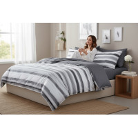 Ložní povlečení z mikrovlákna SATIN ELEGANCE - 160x200 cm - šedé/bílé