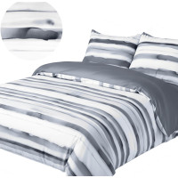 Ložní povlečení z mikrovlákna SATIN ELEGANCE - 160x200 cm - šedé/bílé