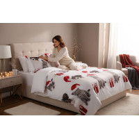 Ložní povlečení z mikrovlákna HAPPY CHRISTMAS - 160x200 cm - bílé