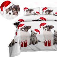 Ložní povlečení z mikrovlákna HAPPY CHRISTMAS - 160x200 cm - bílé