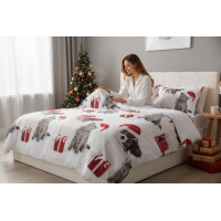 Ložní povlečení z mikrovlákna HAPPY CHRISTMAS - 160x200 cm - bílé