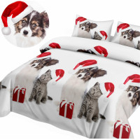 Ložní povlečení z mikrovlákna HAPPY CHRISTMAS - 160x200 cm - bílé