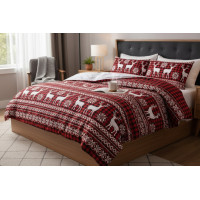 Ložní povlečení z mikrovlákna SCANDI CHRISTMAS - 160x200 cm - červené