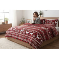 Ložní povlečení z mikrovlákna SCANDI CHRISTMAS - 160x200 cm - červené