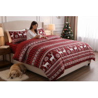 Ložní povlečení z mikrovlákna SCANDI CHRISTMAS - 160x200 cm - červené