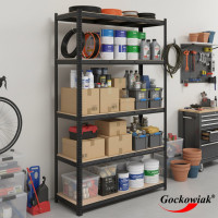 Policový regál - 5 polic - 205x120x45 cm - černý