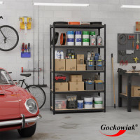 Policový regál - 5 polic - 205x120x45 cm - černý