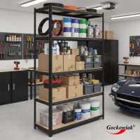 Policový regál - 5 polic - 205x120x45 cm - černý