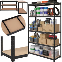 Policový regál - 5 polic - 205x120x45 cm - černý