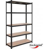 Policový regál - 5 polic - 205x120x45 cm - černý