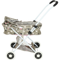 Hluboký kočárek pro panenky s taškou - Hvězdy - šedý