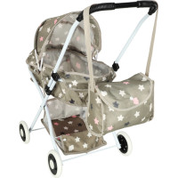 Hluboký kočárek pro panenky s taškou - Hvězdy - šedý