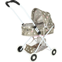 Hluboký kočárek pro panenky s taškou - Hvězdy - šedý