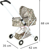 Hluboký kočárek pro panenky s taškou - Hvězdy - šedý
