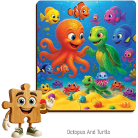 WOODEN CITY Dřevěné puzzle Chobotnice a želva 20 dílků