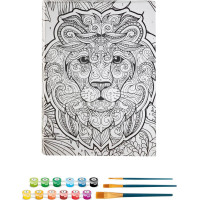 GRAFIX Malování podle čísel: Lev, plátno na rámu 30x40cm