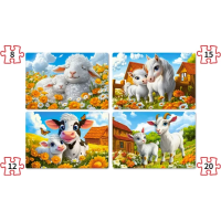 CASTORLAND Puzzle Milující zvířátka 4v1 (8,12,15,20 dílků)