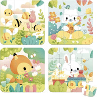 JANOD Puzzle v kufříku Zvířátka 4v1 (6,9,12,16 dílků)