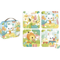 JANOD Puzzle v kufříku Zvířátka 4v1 (6,9,12,16 dílků)
