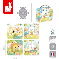 JANOD Puzzle v kufříku Zvířátka 4v1 (6,9,12,16 dílků)