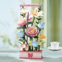 ROBOTIME Rokr Floral Art: 3D puzzle Květinový box s LED osvětlením 263 dílků