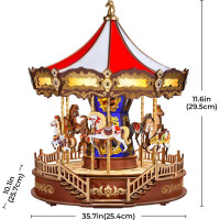 ROBOTIME Rolife DIY 3D dřevěné puzzle Kolotoč s LED osvětlením 265 dílků