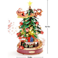 ROBOTIME Rolife DIY 3D dřevěné puzzle Vánoční stromek s LED osvětlením 319 dílků