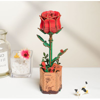 ROBOTIME Rowood 3D dřevěné puzzle Červená růže 106 dílků