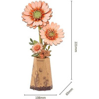 ROBOTIME Rowood 3D dřevěné puzzle Oranžová gerbera 105 dílků