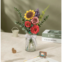 ROBOTIME Rowood 3D dřevěné puzzle Oranžová gerbera 105 dílků