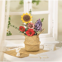 ROBOTIME Rowood 3D dřevěné puzzle Oranžová gerbera 105 dílků