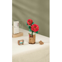 ROBOTIME Rowood 3D dřevěné puzzle Červená kamélie 113 dílků