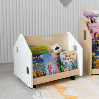 BusyKids Oboustranná knihovna na kolečkách bílá