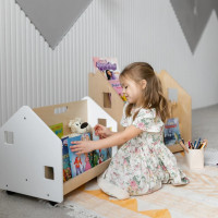 BusyKids Oboustranná knihovna na kolečkách bílá