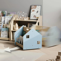 BusyKids Oboustranná knihovna na kolečkách modrá