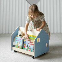 BusyKids Oboustranná knihovna na kolečkách modrá