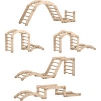 BusyKids Dřevěné domácí žebřiny s hrazdou nelakované