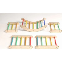 BusyKids Dřevěné domácí žebřiny s hrazdou duhové