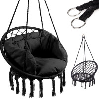 Houpací křeslo LUARO s opěradlem - černé - 80 cm + polštář