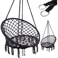 Houpací křeslo LUARO s opěradlem - černé - 80 cm