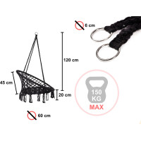 Houpací křeslo LUARO s opěradlem - černé - 80 cm + polštář