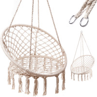 Houpací křeslo LUARO s opěradlem - ecru - 80 cm