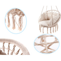 Houpací křeslo LUARO s opěradlem - ecru - 80 cm + polštář